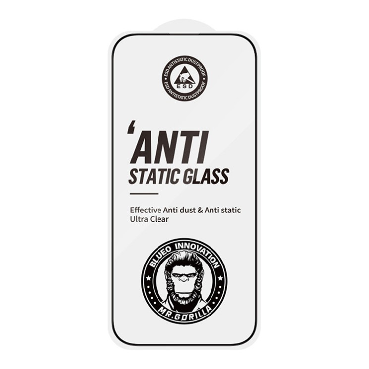 BlueO стекло для iPhone 16/15, Narrow border Anti-Static Black (антистатик) Конверт