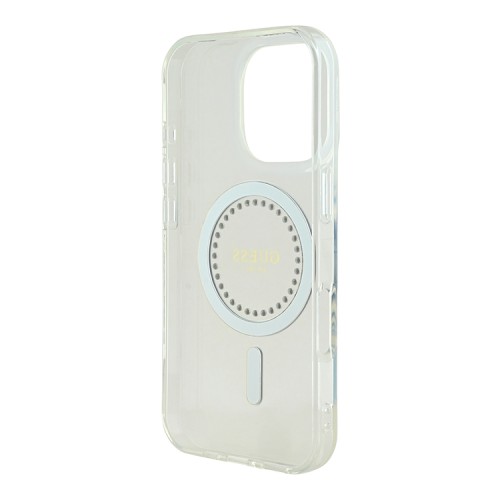 Guess для iPhone 16 Pro Max чехол PC/TPU Diamond Rhinestone Circle White (MagSafe)