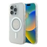 Guess для iPhone 16 Pro Max чехол PC/TPU Diamond Rhinestone Circle White (MagSafe)