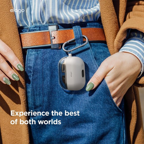 Elago для Galaxy Buds 3/3 Pro чехол Silicone DUO Hang case Clear/Stone