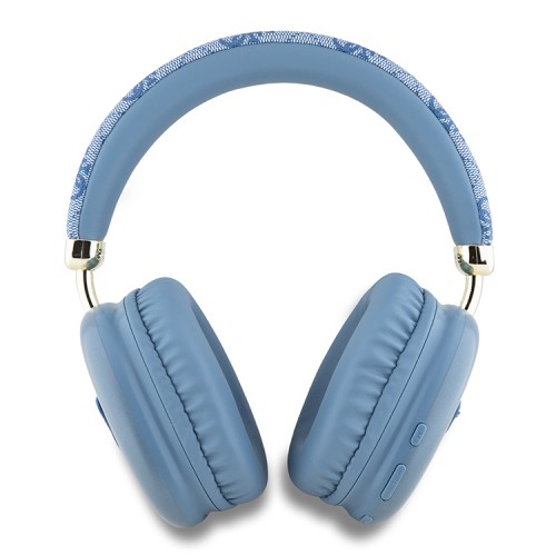 Guess наушники беспроводные накладные Bluetooth Headphones PU 4G Triangle Metal Logo Blue