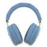 Guess наушники беспроводные накладные Bluetooth Headphones PU 4G Triangle Metal Logo Blue
