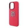 DKNY для iPhone 16 Pro Max чехол Liquid Silicone Stack Metal logo and Camera Hard Pink