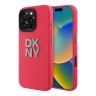 DKNY для iPhone 16 Pro Max чехол Liquid Silicone Stack Metal logo and Camera Hard Pink