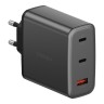 Energea СЗУ AmpCharge GaN100, 2USB-C + USB-A PD/PPS/QC3.0 total 100W Gunmetal