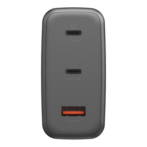 Energea СЗУ AmpCharge GaN100, 2USB-C + USB-A PD/PPS/QC3.0 total 100W Gunmetal