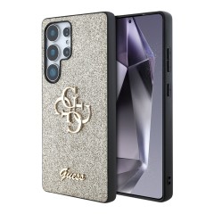 Guess для Galaxy S25 Ultra чехол Fixed Glitters 4G Big metal logo Hard Gold