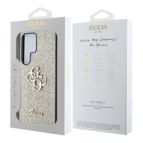 Guess для Galaxy S25 Ultra чехол Fixed Glitters 4G Big metal logo Hard Gold