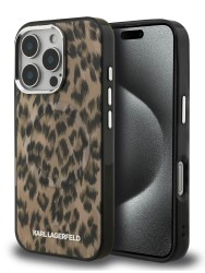 Karl Lagerfeld для iPhone 16 Pro Max чехол PC/TPU Leopard Metal camera Hard Brown (MagSafe)