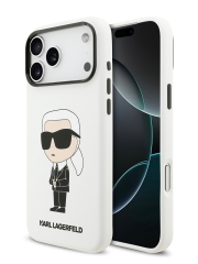 Karl Lagerfeld для iPhone 17 Pro чехол Liquid silicone NFT Karl Ikonik Metal Cam Hard White (MagSafe)