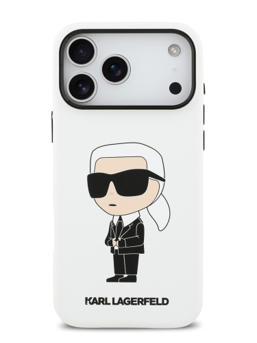 Karl Lagerfeld для iPhone 17 Pro чехол Liquid silicone NFT Karl Ikonik Metal Cam Hard White (MagSafe)