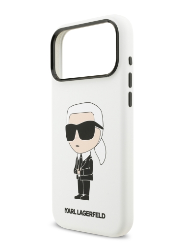 Karl Lagerfeld для iPhone 17 Pro чехол Liquid silicone NFT Karl Ikonik Metal Cam Hard White (MagSafe)