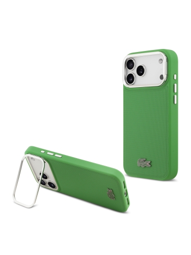 Lacoste для iPhone 17 Pro чехол PVC Lacquer Metal logo with Camera Stand Hard Estragon (MagSafe)