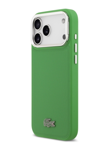 Lacoste для iPhone 17 Pro чехол PVC Lacquer Metal logo with Camera Stand Hard Estragon (MagSafe)