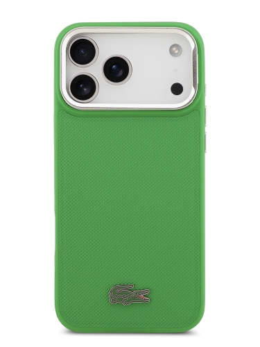 Lacoste для iPhone 17 Pro чехол PVC Lacquer Metal logo with Camera Stand Hard Estragon (MagSafe)