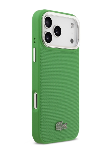 Lacoste для iPhone 17 Pro чехол PVC Lacquer Metal logo with Camera Stand Hard Estragon (MagSafe)