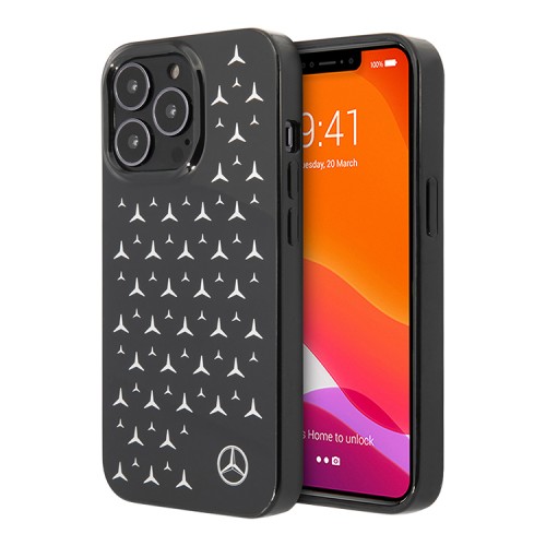 Чехол Mercedes Silver Stars Hard для iPhone 13 Pro, черный