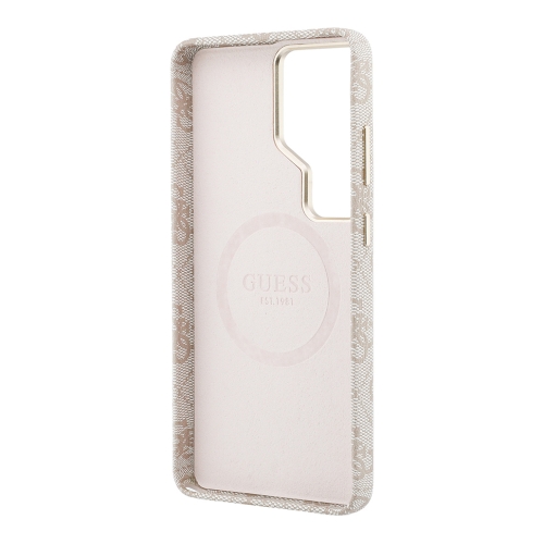 Guess для Galaxy S26 Ultra чехол PU 4G Triangle Diamond metal logo Gold camera Hard Pink (MagSafe)