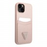 Чехол Guess PU Saffiano Double cardslot w Metal triangle logo Hard для iPhone 14 Plus, розовый