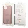 Чехол Guess PU Saffiano Double cardslot w Metal triangle logo Hard для iPhone 14 Plus, розовый
