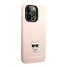 Чехол Lagerfeld Liquid silicone Choupette body Hard для iPhone 14 Pro, розовый