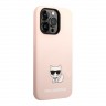 Чехол Lagerfeld Liquid silicone Choupette body Hard для iPhone 14 Pro, розовый