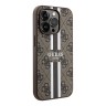 Чехол Guess PU 4G Stripes Hard для iPhone 14 Pro, коричневый (MagSafe)