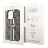 Чехол Guess PU 4G Stripes Hard для iPhone 14 Pro, коричневый (MagSafe)