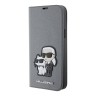 Чехол Lagerfeld PU Saffiano NFT Karl & Choupette Booktype для iPhone 13 Pro, серебристый