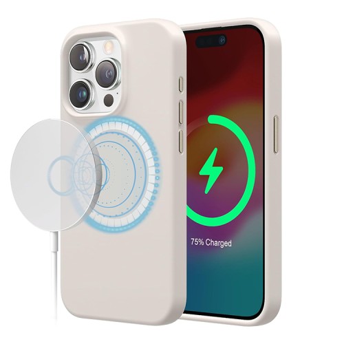 Elago для iPhone 15 Pro Max чехол Soft silicone (Liquid) Stone (MagSafe)