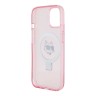 Karl Lagerfeld для iPhone 15 чехол PC/TPU + Ring stand NFT Choupette head Hard Pink (MagSafe)