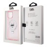 Karl Lagerfeld для iPhone 15 чехол PC/TPU + Ring stand NFT Choupette head Hard Pink (MagSafe)