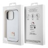 Hello Kitty для iPhone 15 Pro чехол PU Grained leather Metal Kitty Head Hard Silver