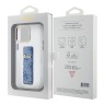 Guess для iPhone 15 Pro Max чехол GripStand PC/TPU 4G with Script metal logo Hard Clear/Blue