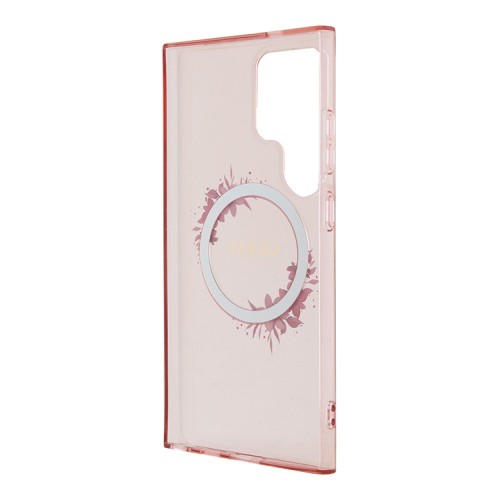 Guess для Galaxy S24 Ultra чехол PC/TPU Flowers Wreath Hard Pink (MagSafe)
