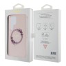 Guess для Galaxy S24 Ultra чехол PC/TPU Flowers Wreath Hard Pink (MagSafe)