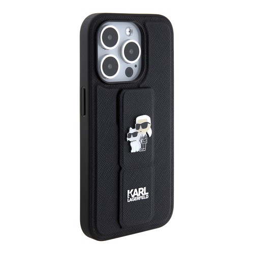 Karl Lagerfeld для iPhone 14 Pro Max чехол GripStand PU Saffiano NFT Karl & Choupette metal Hard Black