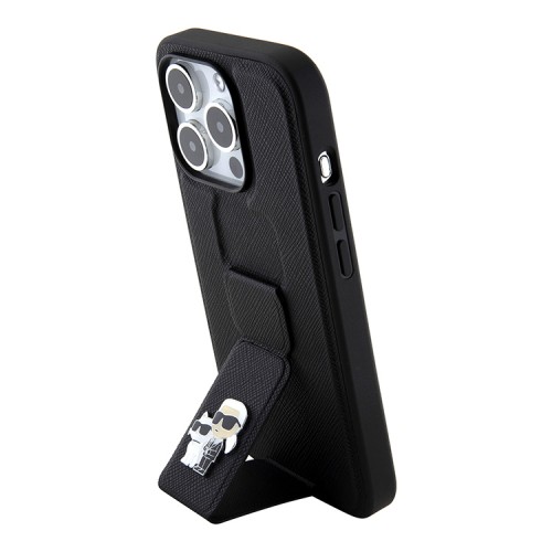 Karl Lagerfeld для iPhone 14 Pro Max чехол GripStand PU Saffiano NFT Karl & Choupette metal Hard Black