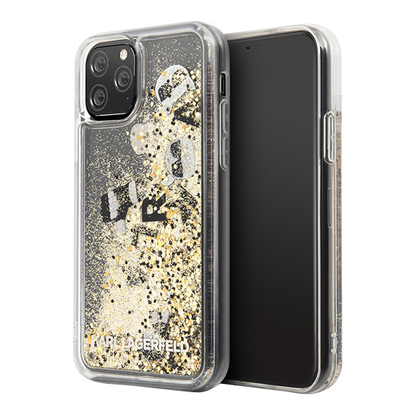 Чехол Karl Lagerfeld Liquid Glitter Floatting Charms для iPhone 11 Pro, золотой