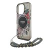 Guess для iPhone 16 Pro Max чехол PC/TPU Flowers + Pearl Hand Strap Black (MagSafe)