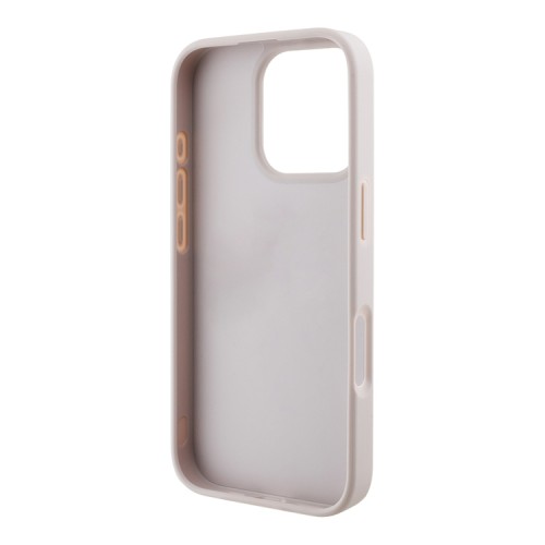 Guess для iPhone 16 Pro чехол PU кожа 4G Bottom stripe Metal logo Pink