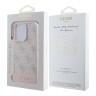 Guess для iPhone 16 Pro чехол PU кожа 4G Bottom stripe Metal logo Pink