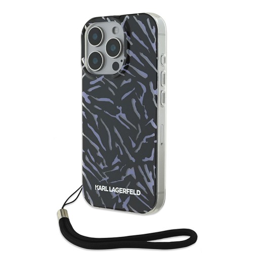 Karl Lagerfeld для iPhone 16 Pro Max чехол PC/TPU Zebra со шнурком, Purple