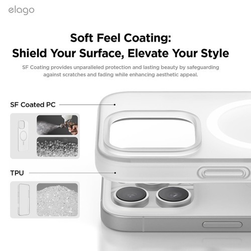 Elago для iPhone 16 Pro чехол HYBRID (pc/tpu) Soft Feeling Clear (MagSafe)