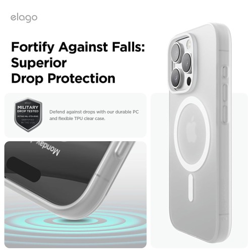 Elago для iPhone 16 Pro чехол HYBRID (pc/tpu) Soft Feeling Clear (MagSafe)