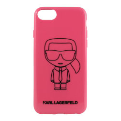 Чехол Karl Lagerfeld Ikonik outlines Hard для iPhone 7/8/SE 2020, розовый/черный