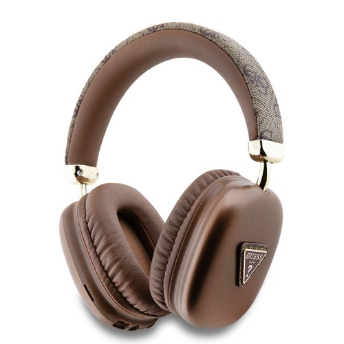 Guess наушники беспроводные накладные Bluetooth Headphones PU 4G Triangle Metal Logo Brown