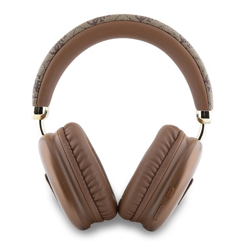 Guess наушники беспроводные накладные Bluetooth Headphones PU 4G Triangle Metal Logo Brown