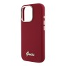 Guess для iPhone 16 Pro Max чехол Liquid silicone Gold metal logo & Camera frame Hard Magenta
