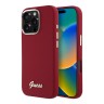 Guess для iPhone 16 Pro Max чехол Liquid silicone Gold metal logo & Camera frame Hard Magenta